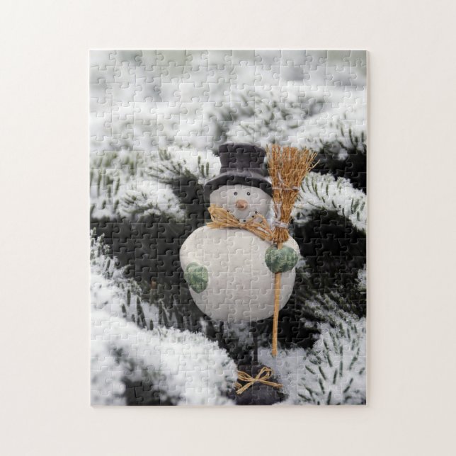 Snow Man Image Winter Season Pictures Jigsaw Puzzle (Vertical)