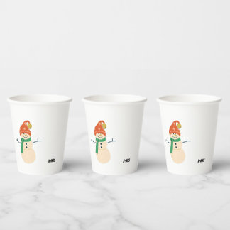 snow man t by premora paper cups