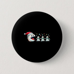 Snow Man Xmas Tee Snowman Gamer  6 Cm Round Badge
