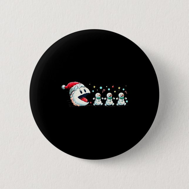 Snow Man Xmas Tee Snowman Gamer  6 Cm Round Badge (Front)