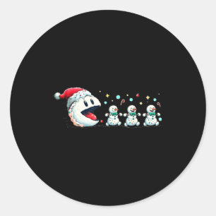 Snow Man Xmas Tee Snowman Gamer  Classic Round Sticker