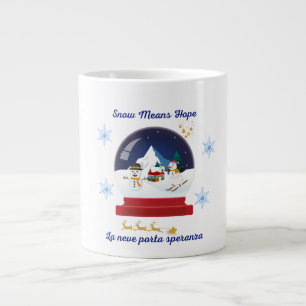 Snow Means Hope – Bilingual Snow Globe Holiday Large Coffee Mug