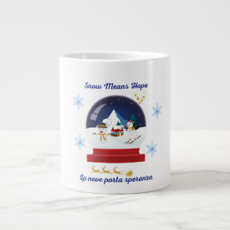 Snow Means Hope – Bilingual Snow Globe Holiday Large Coffee Mug