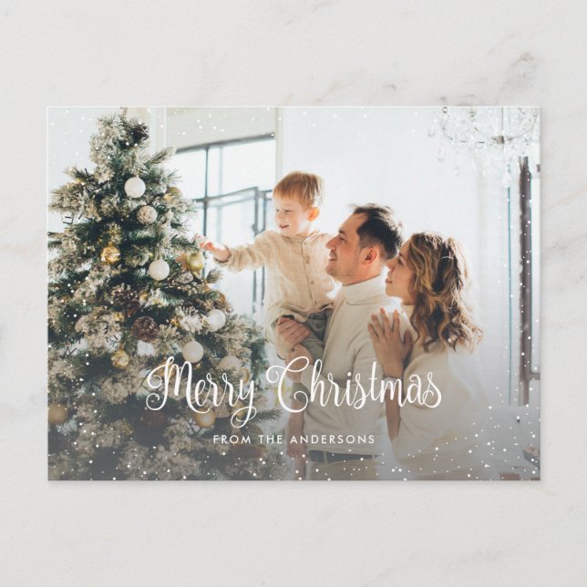 Snow Merry Christmas 2 Photo Postcards (Front)
