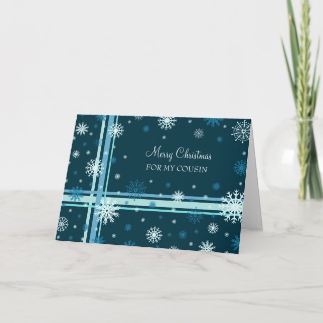 Snow Merry Christmas Cousin Holiday Card (Front)