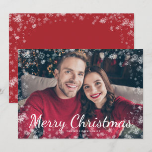 Snow Merry Christmas Photo Holiday Card