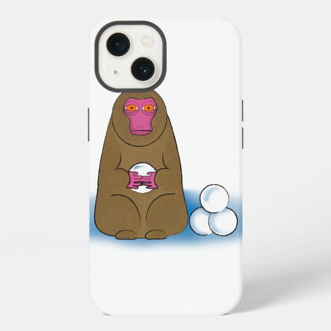 Snow Monkey Snowball Fighter iPhone Case (Back)