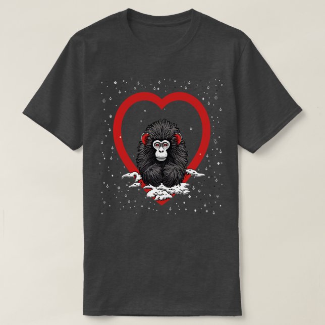 Snow Monkey Valentine Day T-Shirt (Design Front)