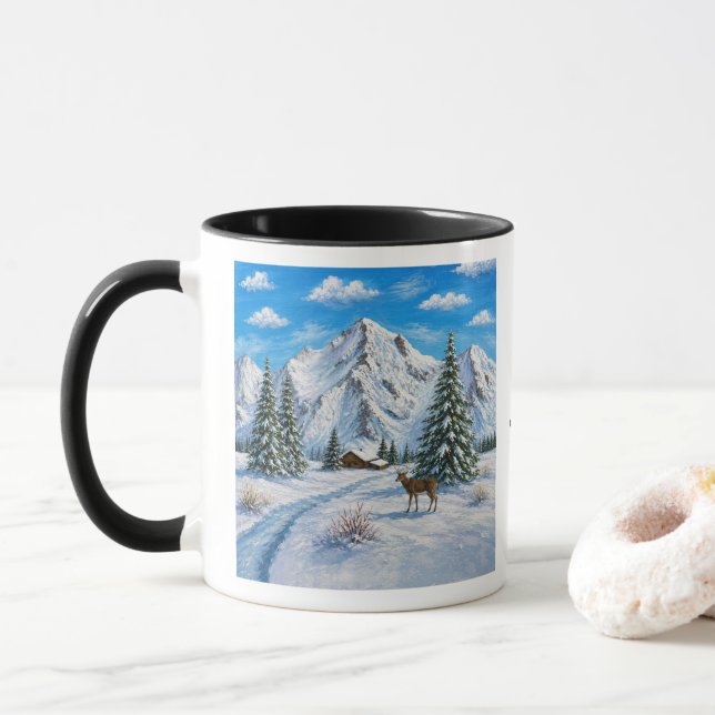 Snow Mountain Frosted Glass Mug (With Donut)