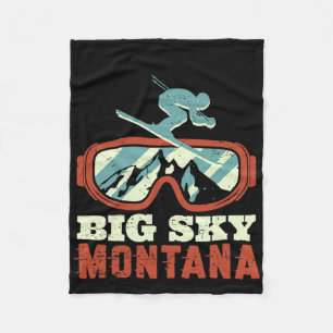 Snow Mountain Montana Vintage Retro Skiing And Sno Fleece Blanket