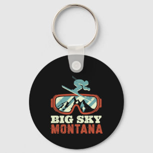 Snow Mountain Montana Vintage Retro Skiing And Sno Key Ring