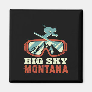 Snow Mountain Montana Vintage Retro Skiing And Sno Magnet
