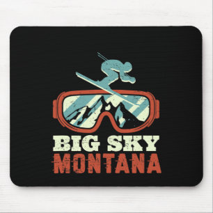 Snow Mountain Montana Vintage Retro Skiing And Sno Mouse Pad