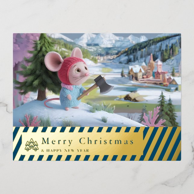 snow mountain red mouse post card F (Front)