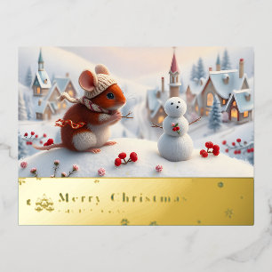 snow mountain red mouse post card R