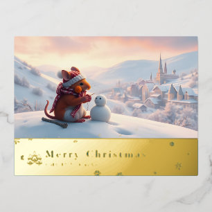 snow mountain red mouse post card T
