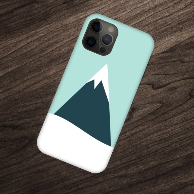 Snow Mountain Scandinavian Winter Minimalist Blue Case-Mate iPhone Case (Creator Uploaded)
