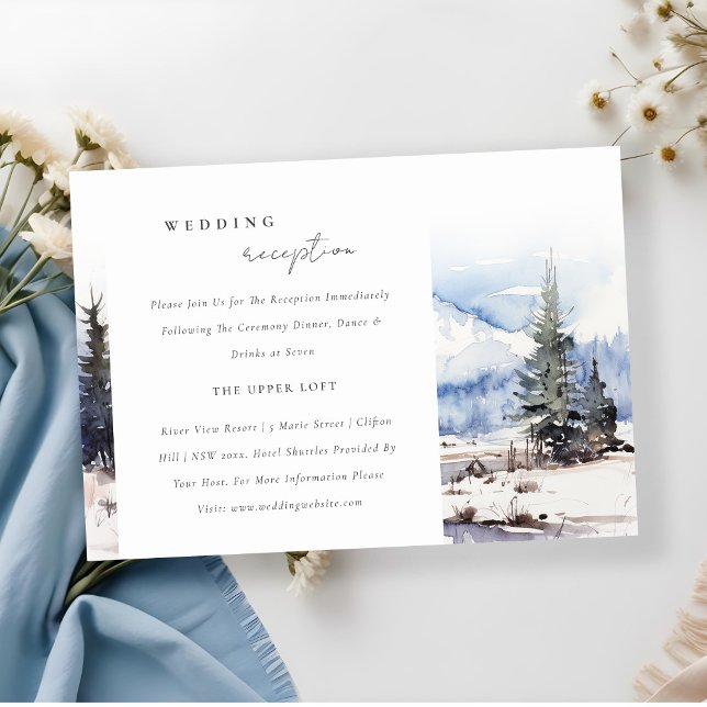 Snow Mountain Ski Landscape Wedding Reception Enclosure Card (Creator Uploaded)