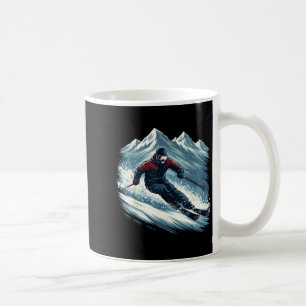 Snow mountain skier action winter sports coffee mug