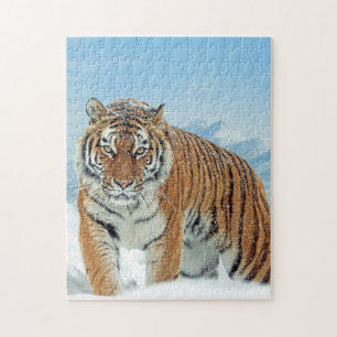 Snow Mountains Animal Photo Tiger Winter Jigsaw Puzzle