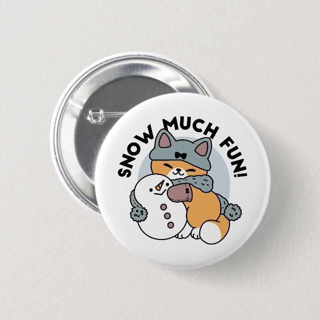 Snow Much Fun Cat Winter Holiday Design 6 Cm Round Badge (Front & Back)