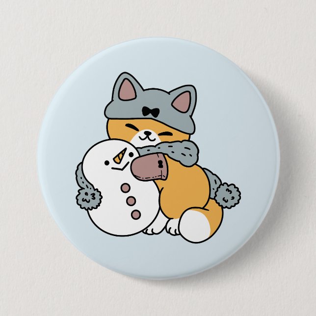 Snow Much Fun Cat Winter Holiday Design 7.5 Cm Round Badge (Front)