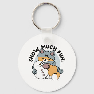 Snow Much Fun Cat Winter Holiday Design Key Ring