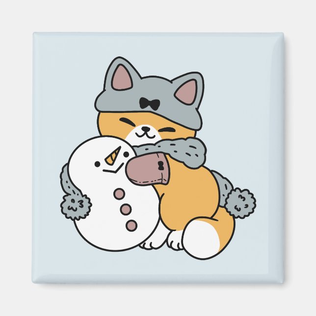 Snow Much Fun Cat Winter Holiday Design Magnet (Front)