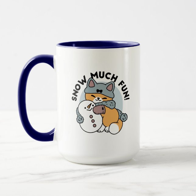 Snow Much Fun Cat Winter Holiday Design Mug (Left)