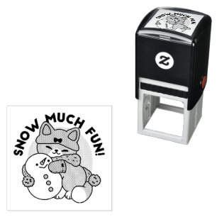 Snow Much Fun Cat Winter Holiday Design Self-inking Stamp