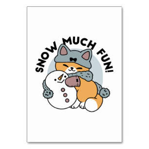 Snow Much Fun Cat Winter Holiday Design Table Number