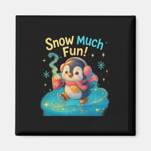 Snow Much Fun Cute Penguin Christmas Design Magnet