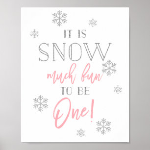 Snow Much Fun   Silver Pink   First Birthday Sign