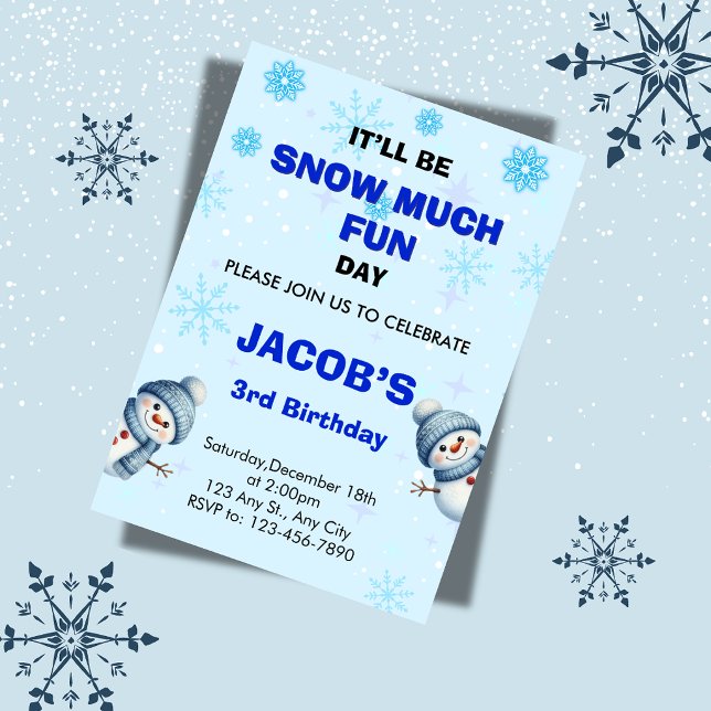 Snow Much Fun Snowman Winter Birthday Invitation (Creator Uploaded)
