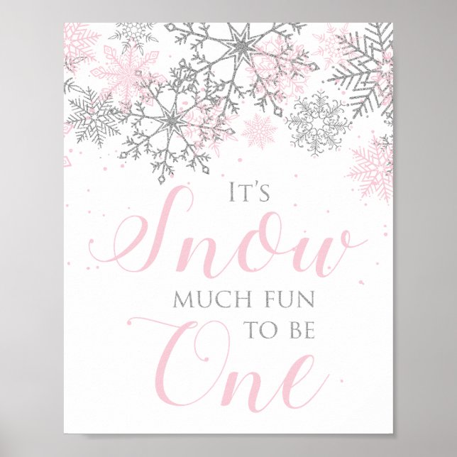 Snow Much Fun to be ONE birthday sign (Front)