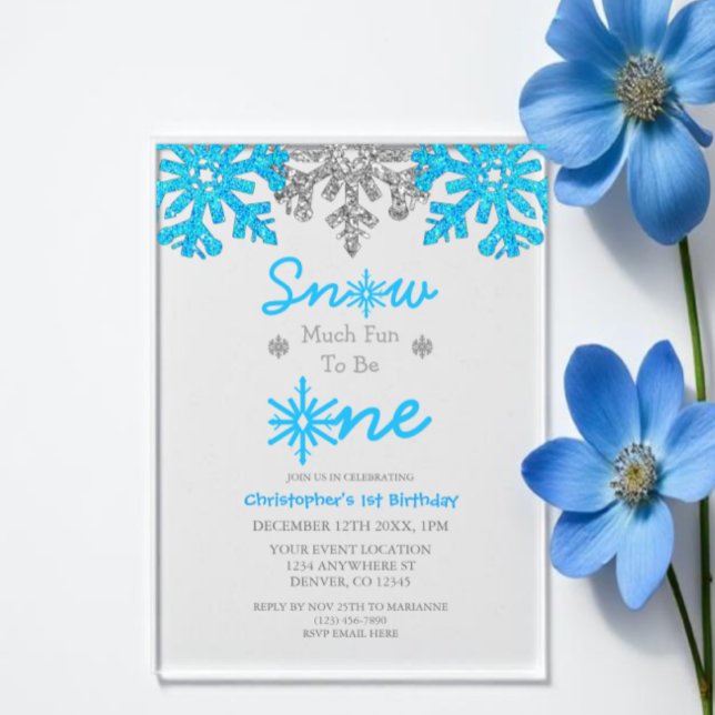 Snow Much Fun To Be One Winter 1st Birthday Acrylic Invitations (Creator Uploaded)