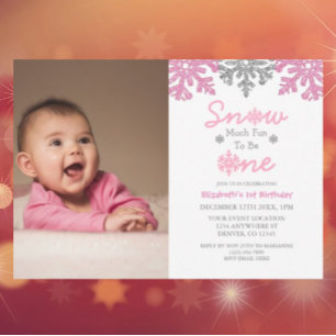 Snow Much Fun To Be One Winter 1st Birthday Invitation