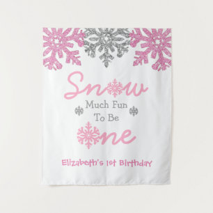 Snow Much Fun To Be One Winter 1st Birthday Tapestry
