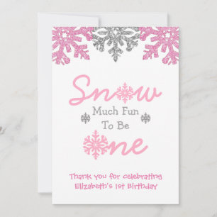 Snow Much Fun To Be One Winter 1st Birthday Thank You Card