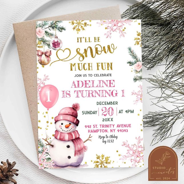 Snow Much Fun Winter First Birthday Girl Invitation (Creator Uploaded)