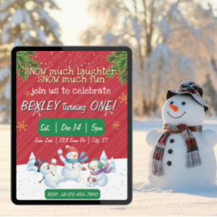 Snow much laughter Snow much Fun, 1st Birthday Invitation