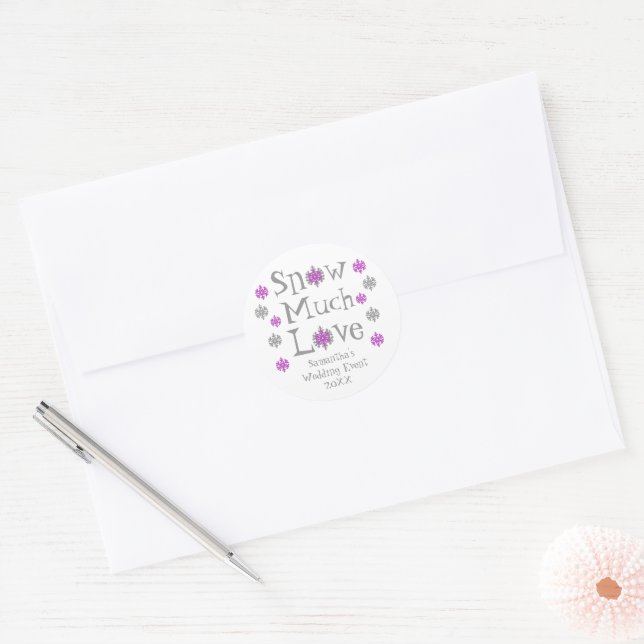 Snow Much Love Wedding Event Classic Round Sticker (Envelope)