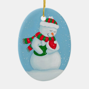 Snow Mum and Snow Baby Christmas Ceramic Tree Decoration