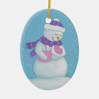 Snow Mum and Snow Baby Girl Ceramic Ornament