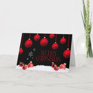 Snow n Baubles Christmas Customizable Inside Text Holiday Card