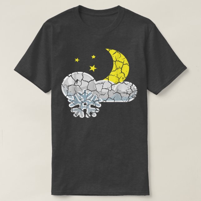 Snow Night Moon Distressed  T-Shirt (Design Front)
