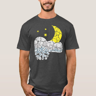 Snow Night Moon Distressed T-Shirt