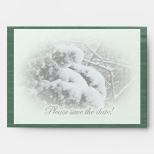 Snow on Arbor Vitae Save the date Envelope