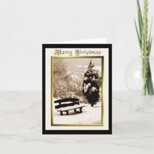Snow on Bench Christmas Greeting Card