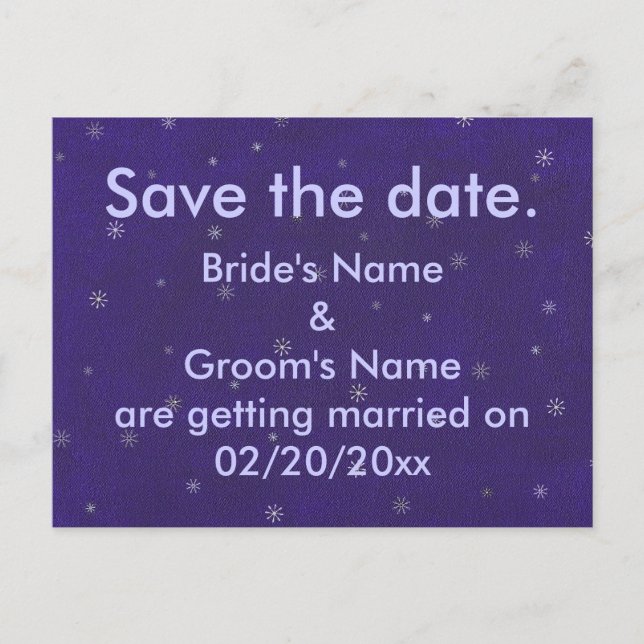 Snow on blue, Save the date postcards (Front)